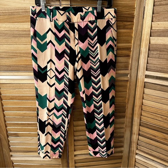 M MISSONI Crop Pants Chevron Zig-Zag Cuffed Pink Multi - Picture 2 of 6